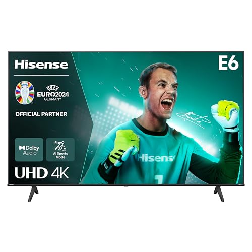 Hisense 43E6NT 108cm (43 Zoll) Fernseher, 4K UHD Smart TV, Precision Colour, HDR, Dolby Vision, 60Hz, Triple Tuner DVB-C/S/S2/T/T2, WiFi, HDMI 2.1, Bluetooth, Alexa Built-in, Schwarz, [2024]