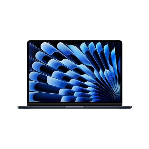Apple 2024 13' MacBook Air Laptop mit M3 Chip: 13,6' Liquid Retina Display, 8 GB gemeinsamer Arbeitsspeicher, 256 GB SSD Speicher, beleuchtete Tastatur, 1080p FaceTime HD Kamera, Mitternacht