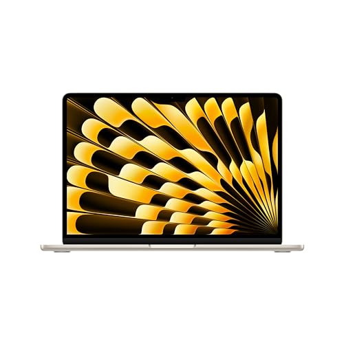 Apple 2024 13' MacBook Air Laptop mit M3 Chip: 13,6' Liquid Retina Display, 8 GB gemeinsamer Arbeitsspeicher, 256 GB SSD Speicher, beleuchtete Tastatur, 1080p FaceTime HD Kamera, Touch ID, Polarstern