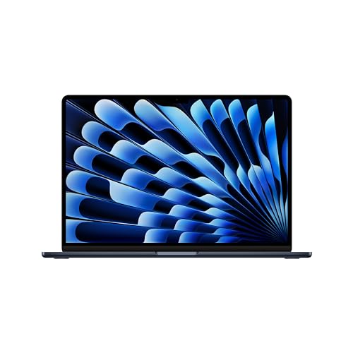 Apple 2024 15' MacBook Air Laptop mit M3 Chip: 15,3' Liquid Retina Display, 8 GB gemeinsamer Arbeitsspeicher, 256 GB SSD Speicher, beleuchtete Tastatur, 1080p FaceTime HD Kamera, Touch ID, Mitternacht