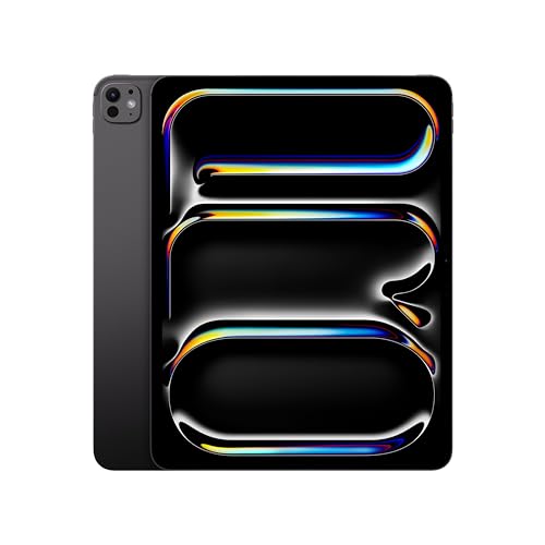 Apple 13' iPad Pro (M4): Ultra Retina XDR Display, 256 GB, 12 MP Querformat Frontkamera/12 MP Rückkamera, LiDAR Scanner, WLAN 6E, Face ID, Batterie für den ganzen Tag, Standardglas – Space Schwarz