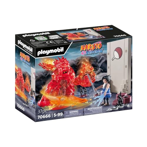 PLAYMOBIL Naruto Shippuden 70666 Sasuke vs. Itachi, Interaktiver Geschwisterkampf mit Mangekyou Sharingan und Energiegeist Susano'o, Itachis Rachezug, Spielzeug für Kinder ab 5 Jahren